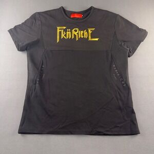 Vie Riche Paris Mens Black Gold Embroidered Fkn Riche Mesh Panel T-Shirt 3XL